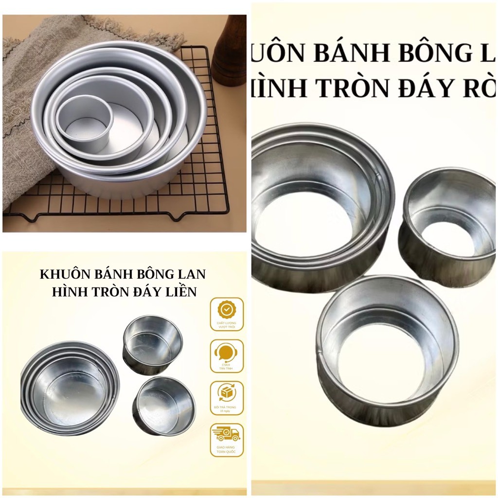 Khuôn Bánh Bông Lan Tròn Đáy Rời ,Đáy Liền các loại(Hàng nhập và Việt
