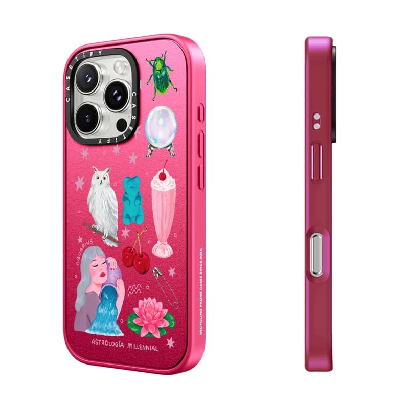CASETiFY X Astrología Millennial Aquarius Case Matte Black Matte Purple Matte RosePink Clear Hard Case Impact Case cho Apple IPhone 13 14 15 16 Pro Max có hộp