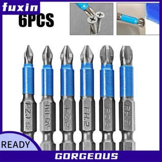 [Fuxin] Bộ 6 mũi tuốc nơ vít chống trượt điện cho tác động 50mm PH1 / PH2 / PH3 / cho PZ1 / cho PZ2 / PZ3