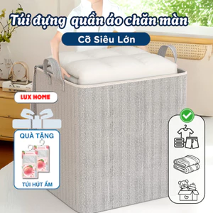 Túi Đựng Quần Áo Chăn Màn Cỡ Lớn Luxhome, Túi Vải Gấp Gọn Có Quai Xách, Tiện Lợi Khi Chuyển Nhà