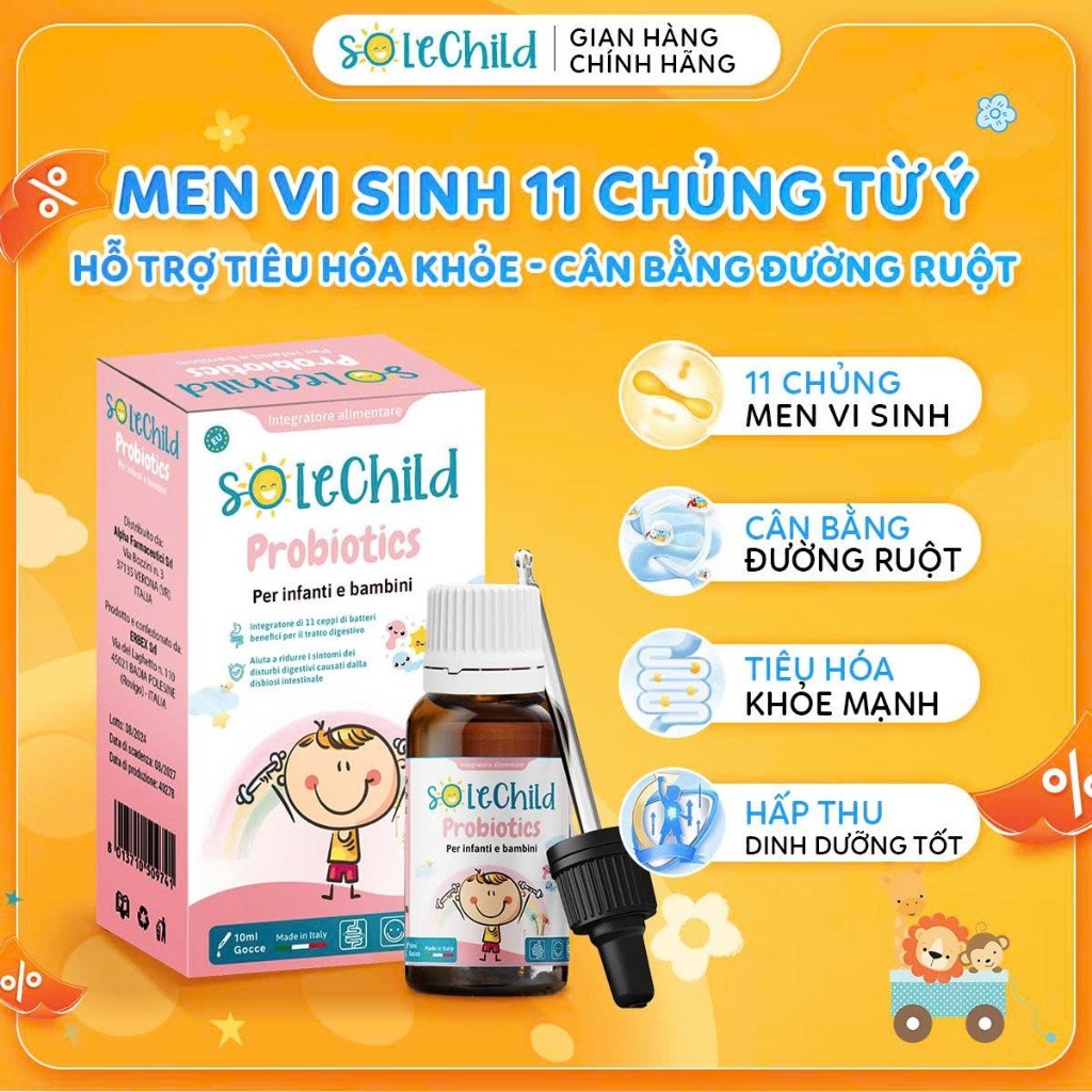 Men Vi Sinh 11 Chủng Từ Ý Cho Bé SoleChild Probiotics 10ml Cân Bằng Đường Ruột Tiêu Hóa Khỏe Mạnh