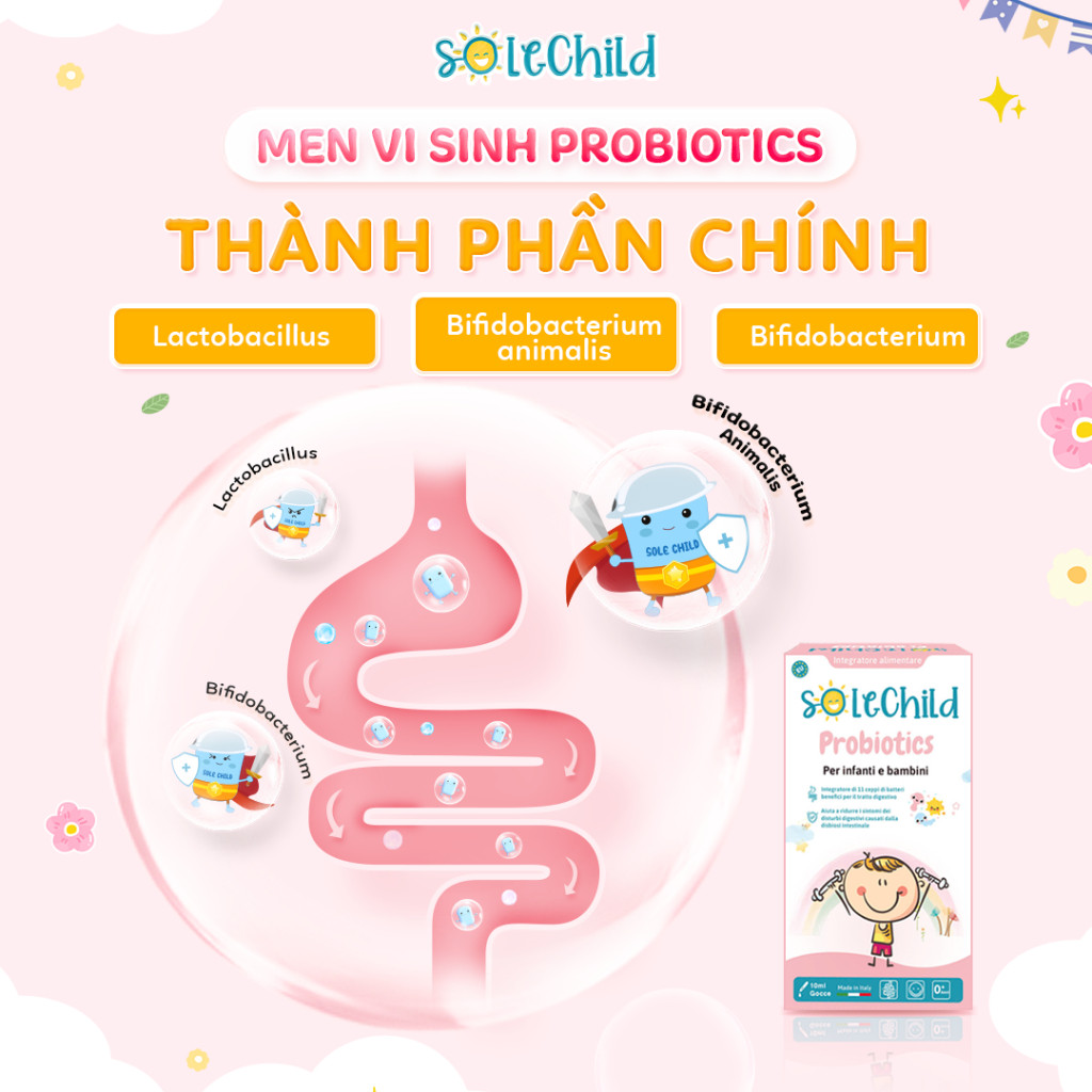 Men Vi Sinh 11 Chủng Từ Ý Cho Bé SoleChild Probiotics 10ml Cân Bằng Đường Ruột Tiêu Hóa Khỏe Mạnh