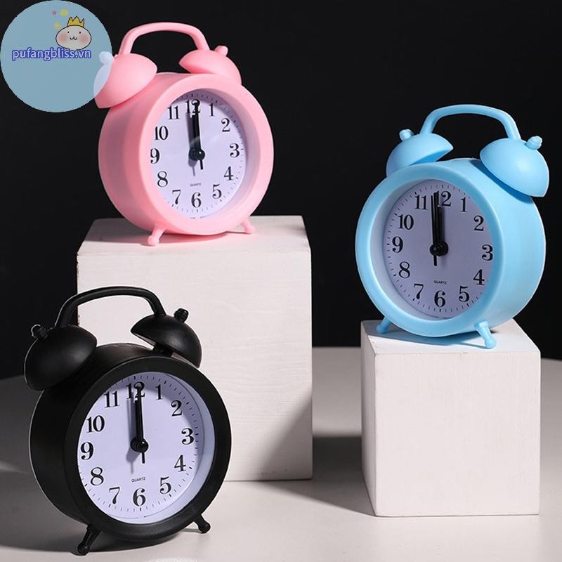 Pufangbliss Đồng Hồ Đôi Đồng Hồ Chính Xác Thời Gian Hoạt Động Tròn Đầu Giường Để Bàn Đồng Hồ Báo Thức Dễ Thương Trẻ Em Quà Tặng VN