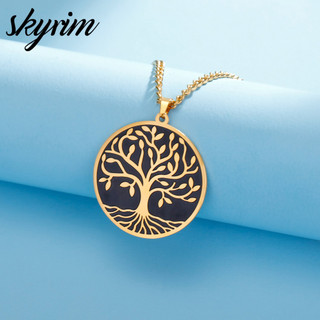 Vòng cổ nam SKYRIM Mặt dây chuyền cây sống bằng thép không gỉ Trang sức thời trang