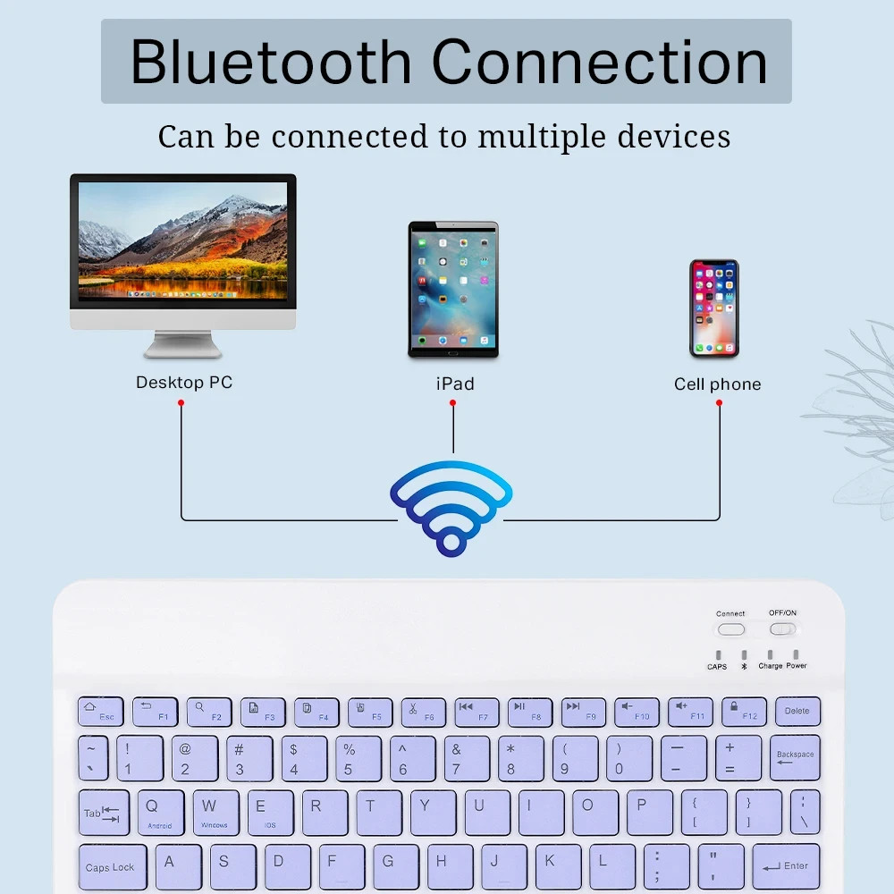 Bàn Phím Bluetooth Bàn Phím Không Dây 10 Inch Có Chuột Mini Im Lặng Power Fill Bàn Phím Cảm Ứng Di Động Cho IPad Xiaomi Redmi Máy Tính Bảng Laptop