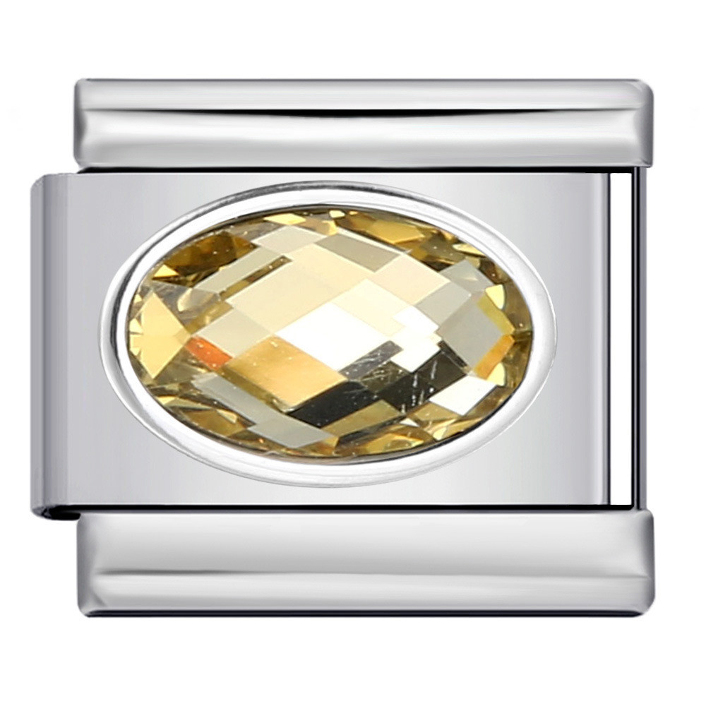 Hình Bầu Dục Đá Màu Ý Mô Đun Vòng Tay Birthstone Thép Không Gỉ DIY Đơn Giản Đa Năng Vòng Tay Phụ Kiện