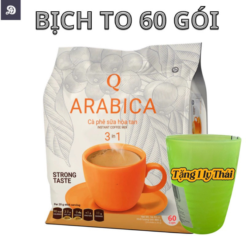 TẶNG LY THÁI VÀ TRÀ KHI MUA CÀ PHÊ ARABICA BỊCH TO (bịch 60 gói x 20gr ...