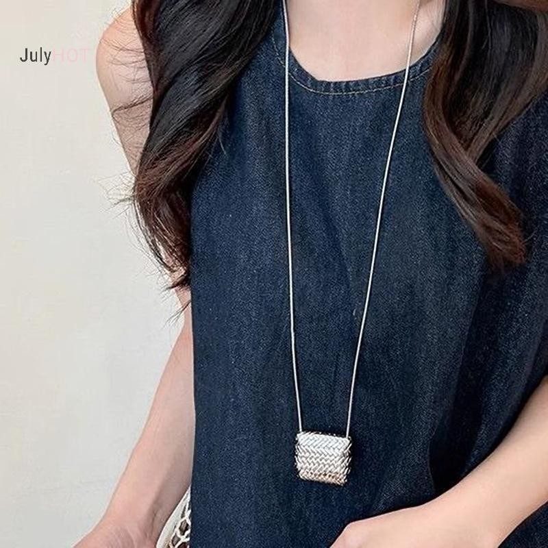 Julyhot Sáng Tạo Thời Trang Retro Túi Dệt Mặt Dây Chuyền Vòng Cổ Cho Nữ Cô Gái Đa Năng Áo Len Dài Dây Chuyền Trang Sức Phụ Kiện Quà Tặng Massivedeals