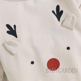 / / -Baby Boy / Girl Áo liền quần dài tay cổ tròn in hình nai sừng tấm có mũ