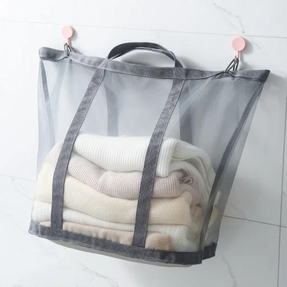 Giỏ lưới CHEESELY gập lại, dung tích lớn đựng quần áo bẩn/đồ chơi/đồ lặt vặt