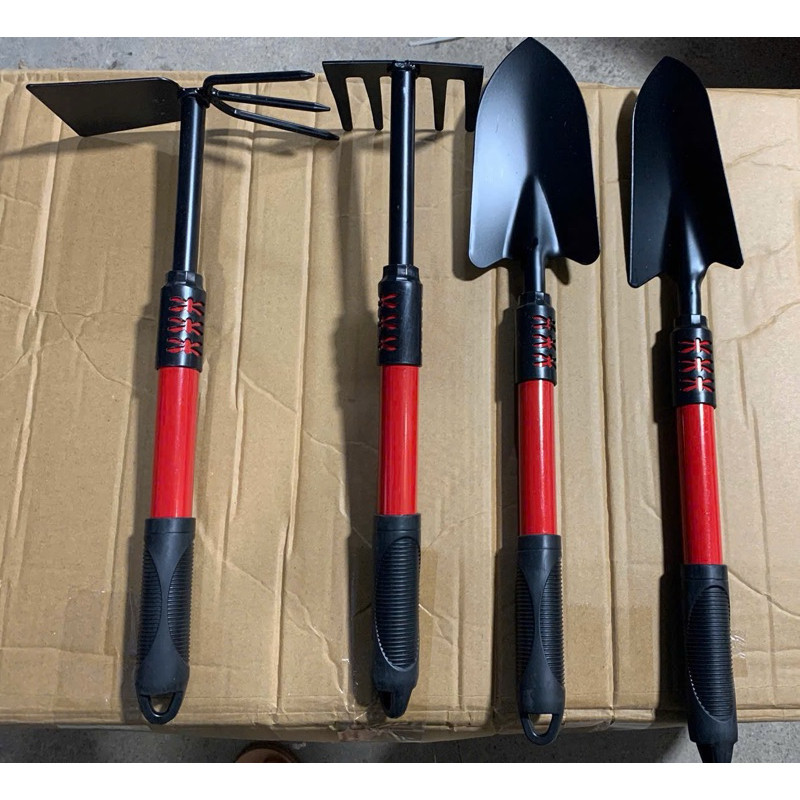 💥RẺ VÔ ĐỊCH💥 Bộ 4 Món Dụng Cụ Làm Vườn Tay Cầm Bọc Cao Su Chắc Chắn, Siêu Tiện Dụng Gồm Cuốc, Xẻng, Cào Đất AMIZIN