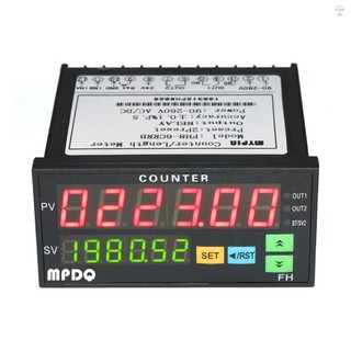 Bộ đếm kỹ thuật số hiển thị Diode phát sáng kép đa chức năng Máy đo chiều dài AC / DC 90 ~ 265V với 2 đầu ra rơle và xung PNP NPN