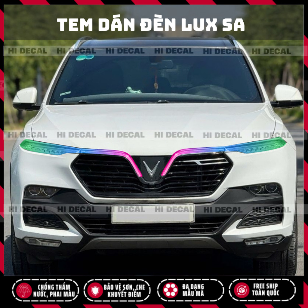Tem dán đèn Lux SA, decal dán đổi đèn Vinfast Lux SA, tem trang trí đèn chống nước bền màu