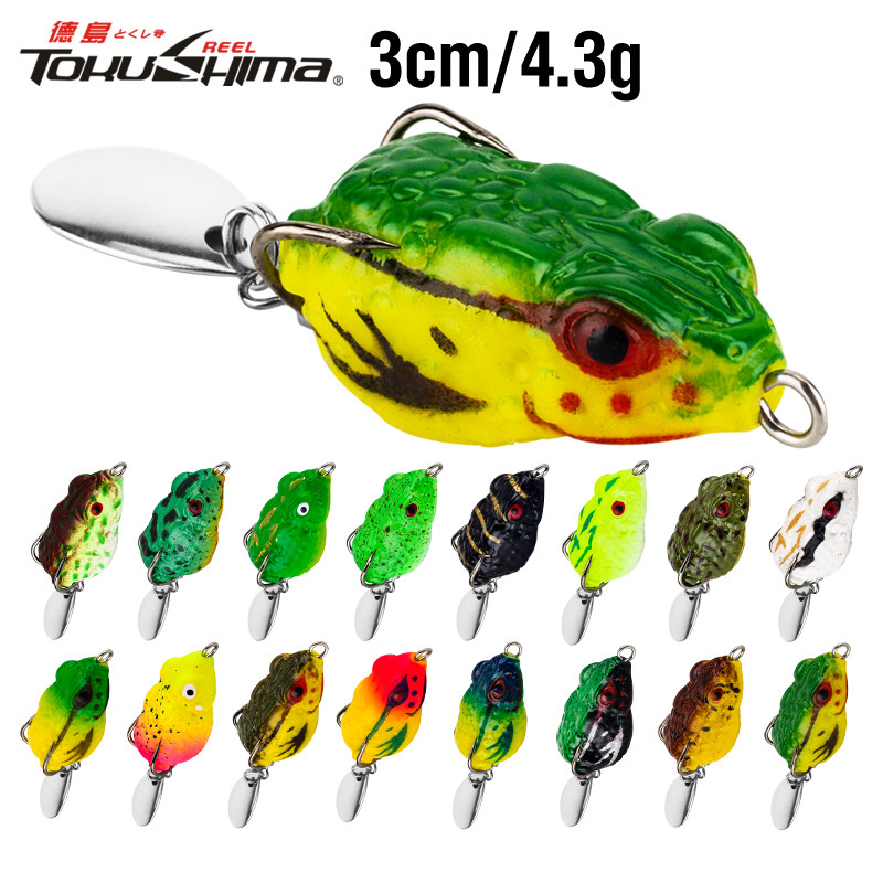 3cm / 4.3g Mồi Mềm Mini Nhảy Ếch Mềm Đúc Thái Lan Mồi 16 Màu Topwater Nhân Tạo Ray Ếch Có Thìa Móc Đôi Mồi Câu Cá