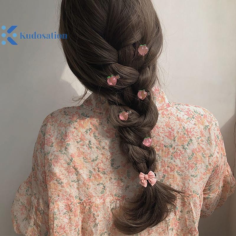 Kudosation Dễ Thương Phong Cách Hàn Quốc Mỏ Vịt Kẹp Nổ Kẹp Nơ Đào Hình Trái Tim Hoa Màu Hồng Barrettes Dành Cho Nữ Cô Gái Phụ Kiện Tóc