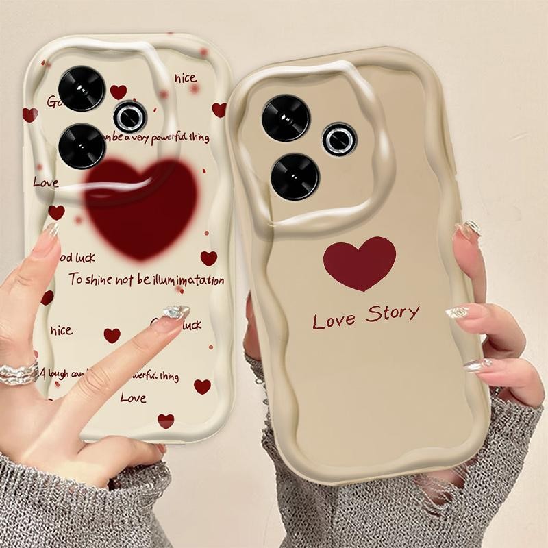 Vỏ Silicon Hoạt Hình Cho Redmi 13 / POCO M6 4G 3D Sóng TPU Mềm Dễ Thương Kem Cặp Đôi Cô Gái Thư Tình Thẩm Mỹ Ốp Điện Thoại Chống Sốc