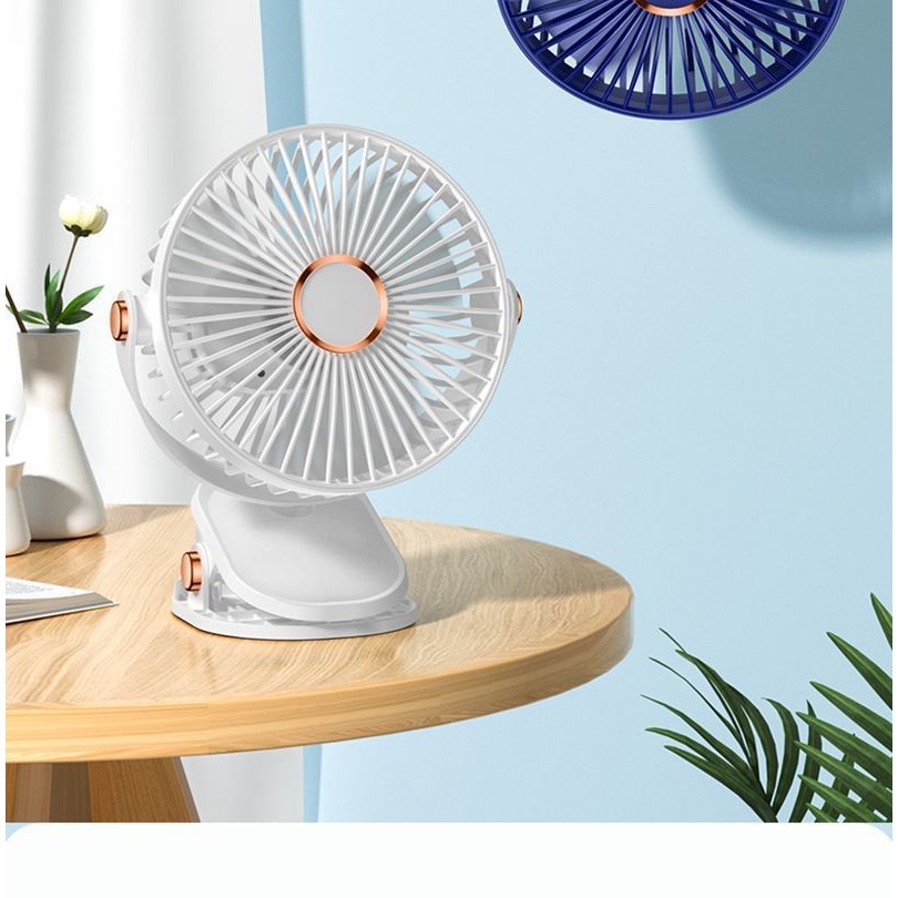 Quạt mini để bàn tích điện 5 mức độ gió, có đèn ngủ 5000 mha, hoạt động 6h-8h  [bảo hành 6 tháng]