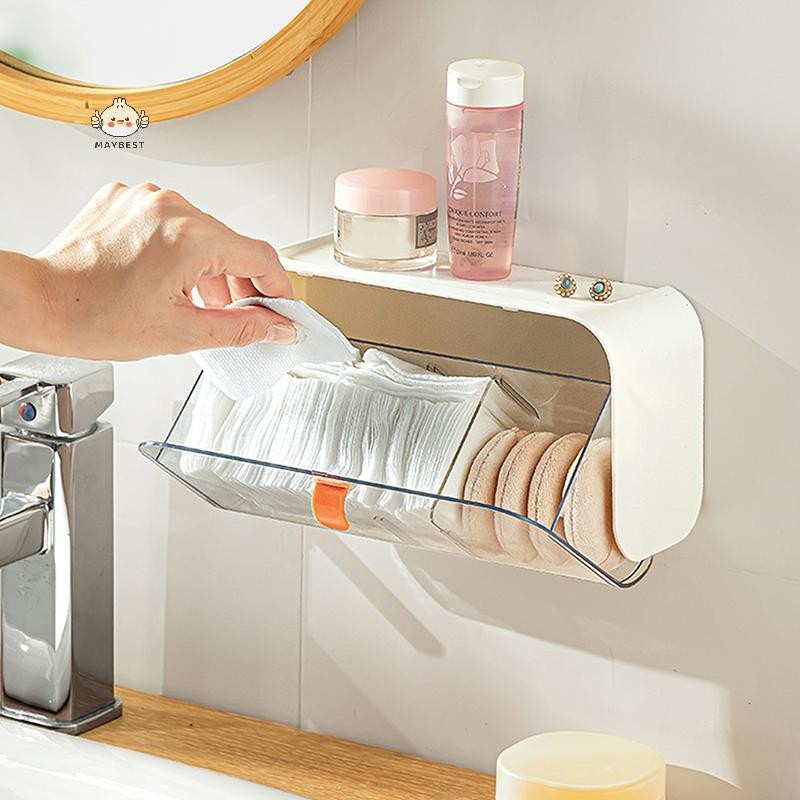 Maybest Hộp Bảo Quản Nhà Vệ Sinh Treo Tường Miếng Lót Bông Hộp Bảo Quản Chống Bụi Phòng Tắm Tổ Chức Trang Điểm Son Môi Dính Trang Sức Giá Đỡ {VN}