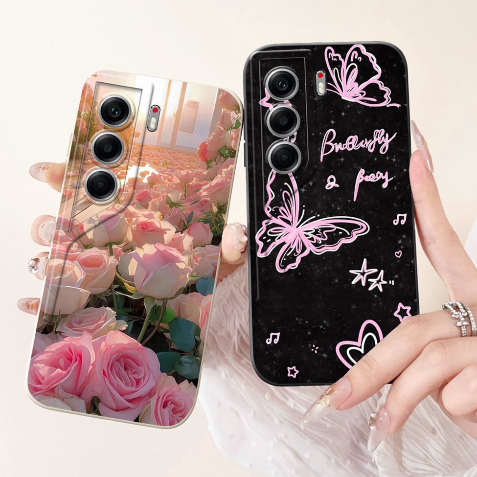 Tecno Camon 40 CM5 Ốp điện thoại Techno Camon 40 Ốp điện thoại Silicon Sang Trọng Tình Yêu Mèo Dễ Thương Họa Tiết Gấu Trúc Vỏ Chống Sốc Ốp điện thoại