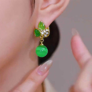 Thiết Kế Niche Xanh Opal Vòng Bông Tai Nữ Tính Khí Bông Tai Bông Tai Phong Cách Mới Bông Tai