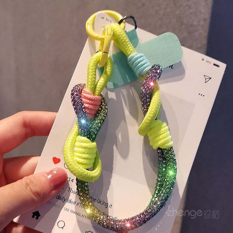 Phụ Kiện Điện Thoại Di Động ins Ánh Sáng Sang Trọng Full Kim Cương Điện Thoại Di Động Dây Đa Năng Vòng Khóa Tay Dây Xích Thời Trang Ngoài Trời Camera Chìa Khóa Vỏ Mạnh Mẽ