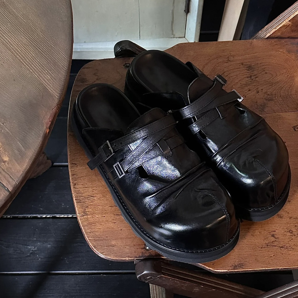 Da Bò Retro Mũi Lớn Birkenstock Giày Ngoài Mặc Giày Lười Nữ 2026 Phong Cách Mới Đế Dày Nửa Trượt Để