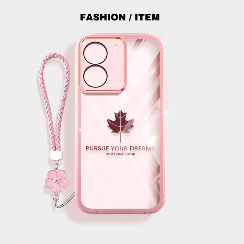 Ốp Điện Thoại Trong Suốt Màu Kẹo YBD Cho Redmi A5 Turbo 4 Pro Xiaomi POCO F7 5G POCO C71 Họa Tiết Lá Phong Có Dây Treo