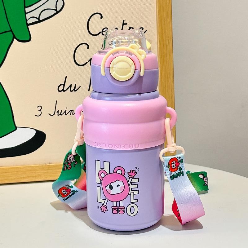 Cốc Cách Nhiệt Trẻ Em 550ml Thép Không Gỉ 316 Di Động Ngoài Trời  Maiquy Bình Nước Giữ Nhiệt