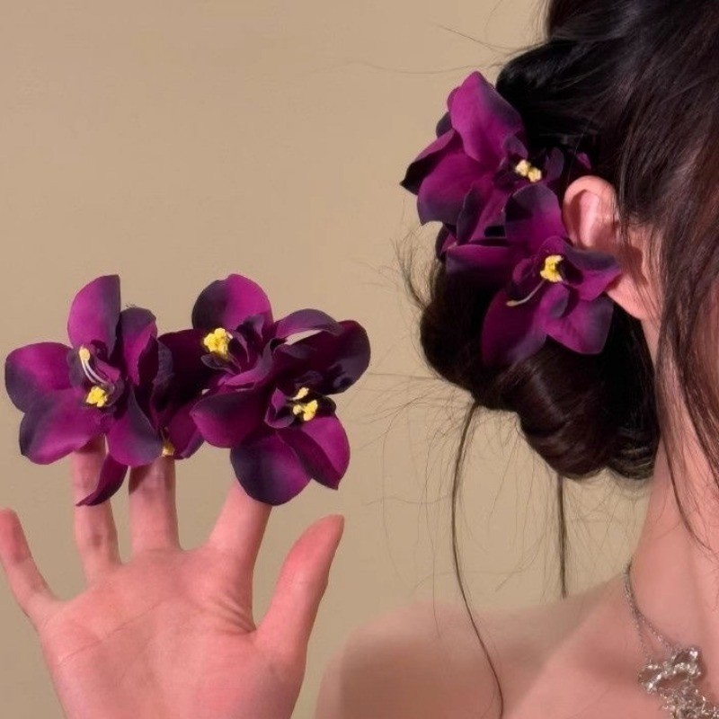 Kẹp tóc Lily hai đầu - Kẹp bên bãi biển dành cho nữ - Phụ kiện tóc tươi - Kẹp tóc hoa mô phỏng phong cách Hàn Quốc - để hẹn hò, tiệc tùng - Sweet Girls Side Bangs Barrettes