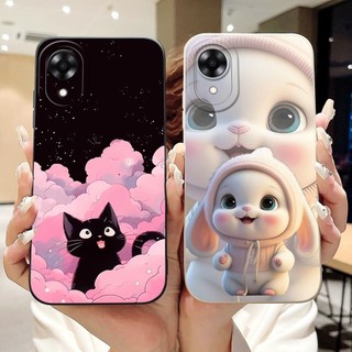 Ốp Lưng Cho OPPO A17k 4G CPH2471 / OPPO A17 CPH2477 Ốp Lưng Trái Tim Đáng Yêu Thỏ Mèo Hoạt Hình Silicon Mềm TPU Bảo Vệ
