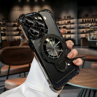 Giá đỡ xoay từ tính sang trọng mới 16 Pro Max Vỏ chống sốc túi khí tương thích cho iPhone 16 15 14 13 12 11 Pro Max 14plus 15plus 16plus 11pro với vỏ cứng trong suốt TPU chống bụi