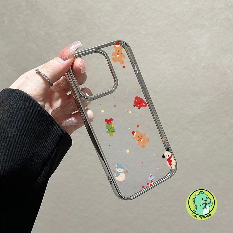 Vỏ Giáng Sinh Cho Xiaomi 14 13 13T 12 12T 12S Ultra 12X Mi 11 10s 9T 9 Pro Ultra Lite 10i 8 Civi 4 Pro 3 2 1s Mạ Vỏ Thùng Carton Dễ Thương Chó Gấu Trong Suốt Vỏ Điện Thoại Mềm
