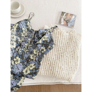 Đơn Cái / bộ Rời Rỗng Màu Be Top + Phong Cách Rừng Retro Hoa Phối Ren Rời Sling Đầm Mỏng Hai Mảnh Phù Hợp Với