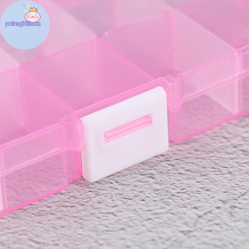 Pufangbliss Có Thể Điều Chỉnh 10 Ngăn Nhựa Hộp Bảo Quản Trang Sức Vít Tổ Chức Hộp Đựng VN