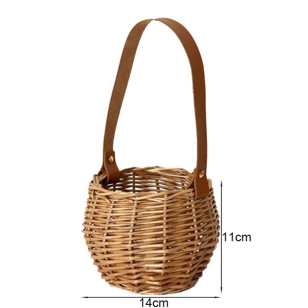 PWSSEND Dệt Chậu Hoa, Đạo Cụ Ảnh Màu Nâu Treo Giỏ Hoa, Sáng Tạo Trang Trí Nhà Cửa Thắt Lưng Pu Để Bàn Trang Trí Giỏ Chứa Đồ Ban Công Sân Thượng