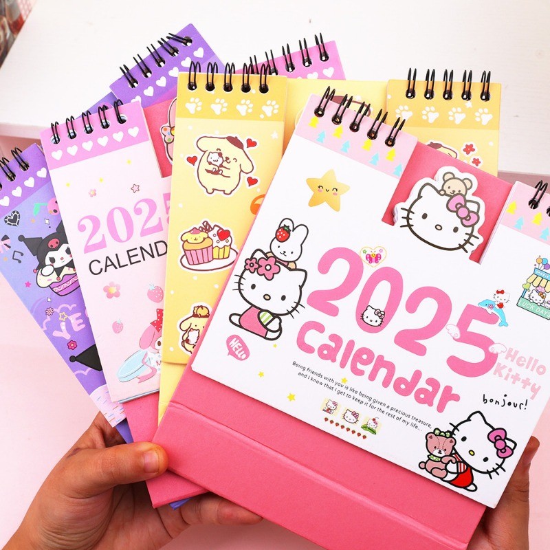 Lịch Để Bàn Sanrio 2025 - Lịch Sách Kỷ Lục Cuộn Dây Đứng - Hoạt Hình Dễ Thương Anime Puppy, Mèo Con, Họa Tiết Thỏ - Văn Phòng Phẩm Sinh Viên - Trang Trí Máy Tính Để Bàn Văn Phòng Tại Nhà