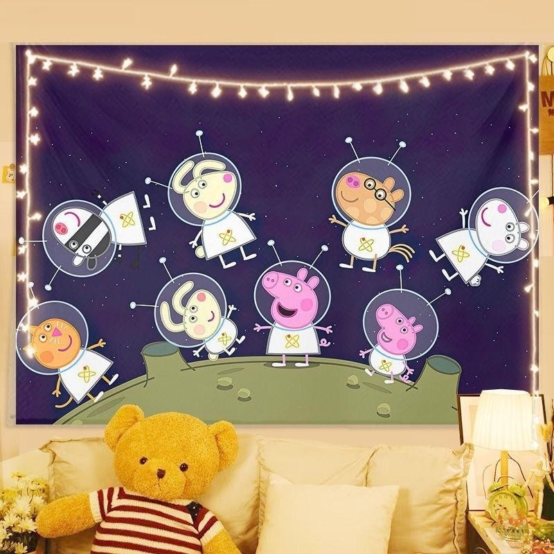 Tấm Thảm Trang Trí Peppa Pig George Pig Hoạt Hình Phòng Ngủ Treo Tường Tấm Thảm Cho Trẻ Em Bé Gái Bé Trai Tiệc Sinh Nhật Có Đèn LED Tùy Chọn