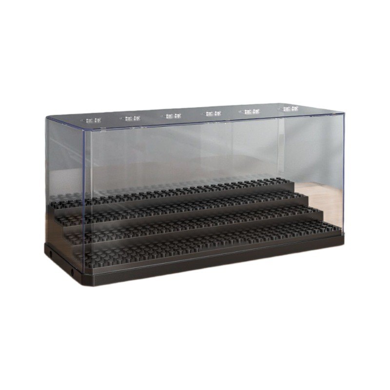 Hộp hiển thị gỗ khối_removeable, chống bụi acryl, quà tặng cho trẻ, kiểu thang.