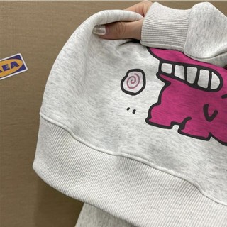 Áo sweater nỉ dài tay form rộng mùa đông  thu thời trang in hình cậu bé bút chì shin