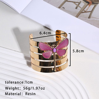 1 chiếc vòng tay rộng rỗng kim loại tối giản kiểu Âu Mỹ với vòng tay chuồn đầy màu sắc