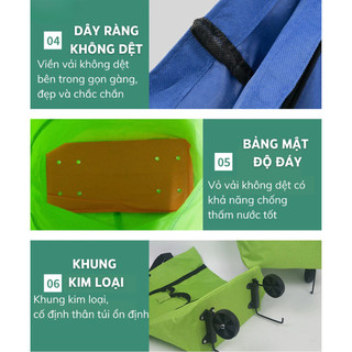 Túi Kéo Túi Xách Đi Chợ Giỏ Đựng Đồ Đi Siêu Thị, Túi Đựng Đồ Đa Năng Gấp Gọn Có Bánh Xe Kéo Tiện Lợi