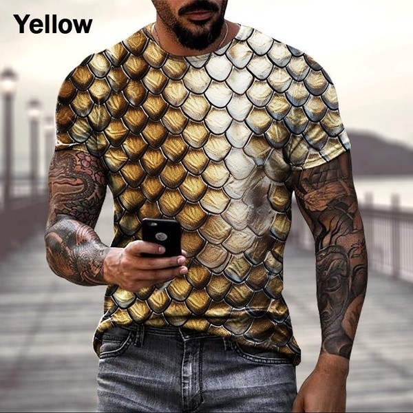 Áo thun nam in 3D da rắn thời trang đường phố-áo cá tính ngầu, S-5XL cỡ