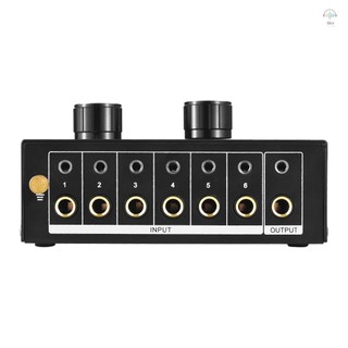 Bộ chuyển đổi chọn tín hiệu âm thanh 6 trong 1 ra 6 đầu vào & 1 đầu ra Bộ chuyển đổi chọn nguồn đầu ra Công tắc chọn tín hiệu âm thanh cho tai nghe và loa có điều khiển âm lượng cho người yêu nhạc