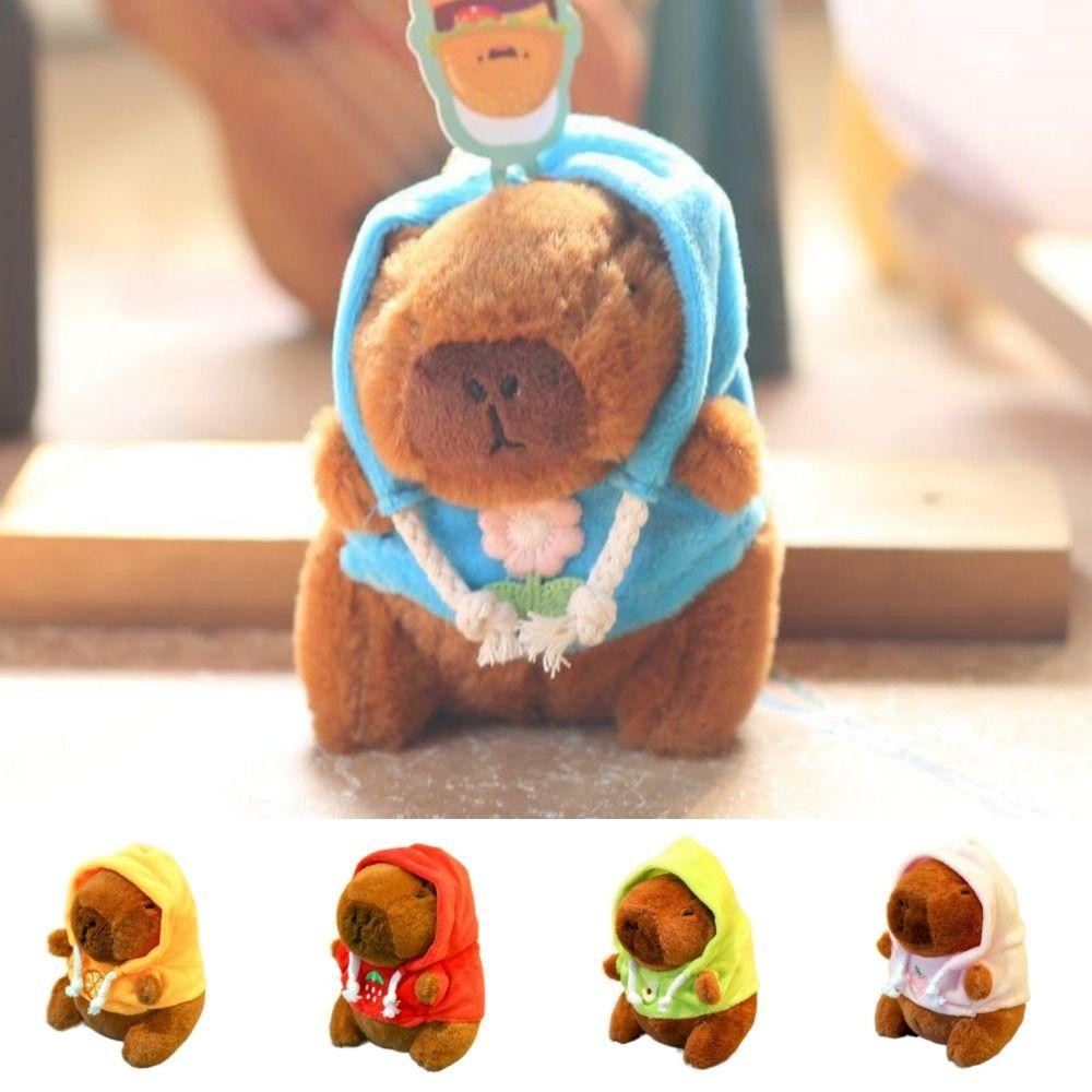 Đồ chơi sang trọng CHEESELY, Capybara với đôi cánh Búp bê mô phỏng, Áo Hoodie mềm Kích thước nhỏ Thú nhồi bông Mặt dây chuyền sang trọng cho quà tặng trẻ em