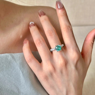 Châu Âu Mỹ ins Phong Cách Mới Micro-Ind 3 Carat Nhẫn Kim Cương Xanh Nữ