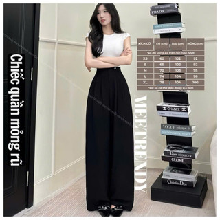 Quần Ống Rộng Nữ Cạp Cao Lưng Liền Vải Nhập Rũ Đẹp Lả Lướt Có Túi