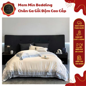 Bộ Chăn Ga Gối Chất Liệu Cao Cấp Mịn Mượt Họa Tiết Thêu Tinh Xảo Thuần Khiết - MemMinbedding Luxury