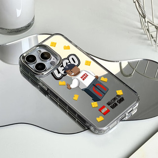 Ốp điện thoại biểu đồ phụ kiện Lego cho iPhone 16 / 15 / 14 / 13 / 12 / 11 / PRO MAX / MINI / PLUS / X / XR gương chống rơi và chống sốc Vỏ bảo vệ lỗ lớn