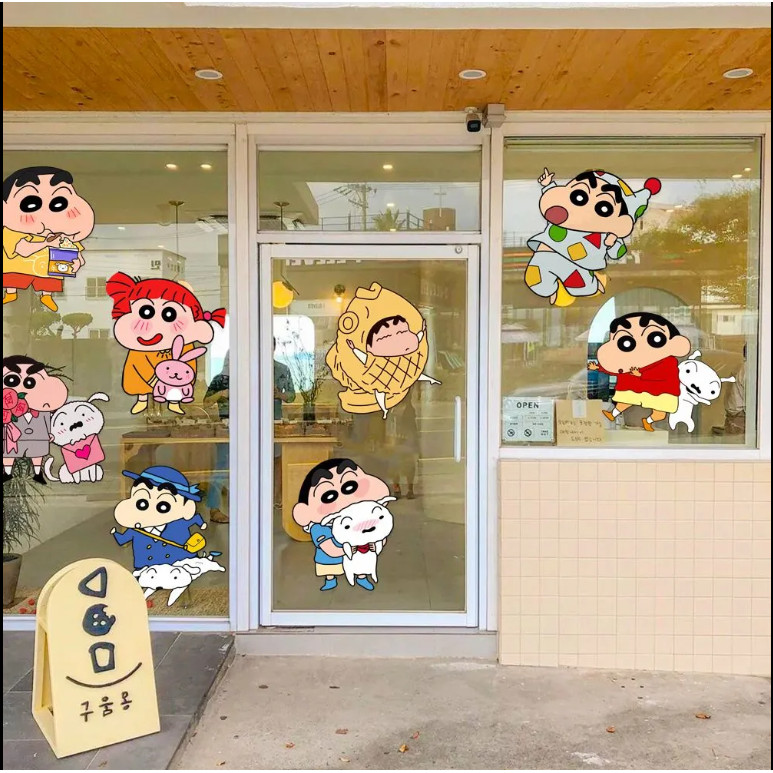 Miếng dán Crayon Shin-chan mới chống nước, dùng cho nhà vệ sinh, xe máy, tủ lạnh, xe hơi, tường