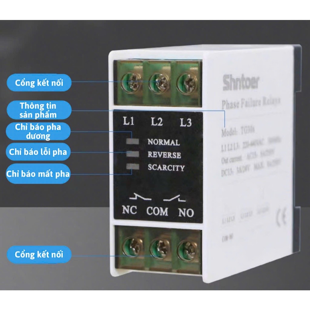Rơ le bảo vệ điện áp TG30,rơ le bảo vệ mất pha TG-30,rơ le tuần tự 3 pha,relay bảo vệ đảo pha,role bảo vệ pha,relay